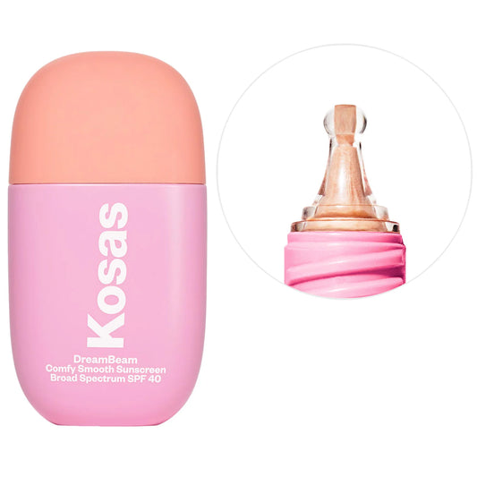 Kosas DreamBeam Silicone-Free Mineral otector Solar SPF 40 with Ceramides and Peptides.